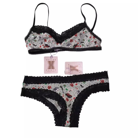 New NWT Rihanna SAVAGE Fenty Lingerie Panty Bra Underwear Set Sexy Christmas S - Picture 6 of 12